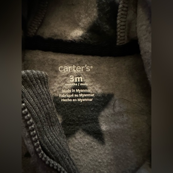 3 Month Carter’s Gray & Navy Star Hooded Fleece Long-Sleeve/Pants Zip Up - Picture 2 of 2